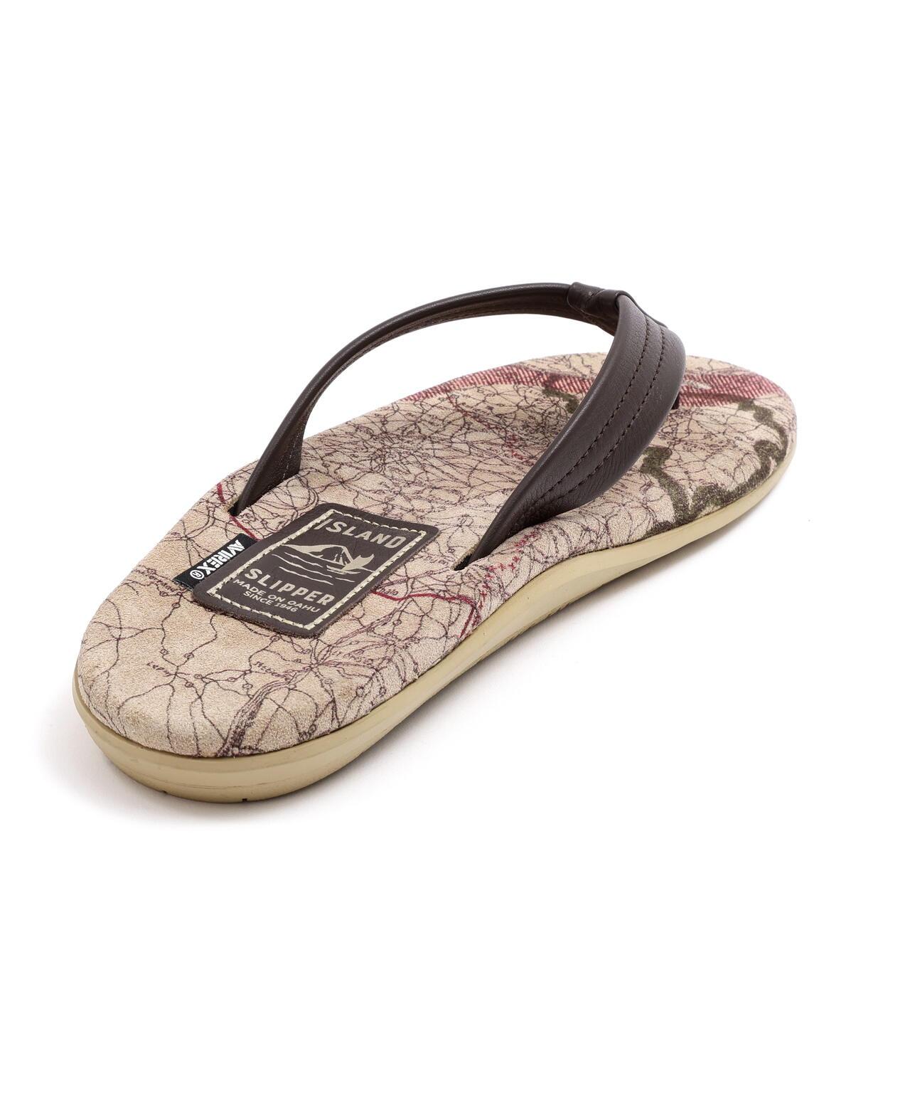 AVIREX×ISLAND SLIPPER MAP PATTERN TONG SANDAL