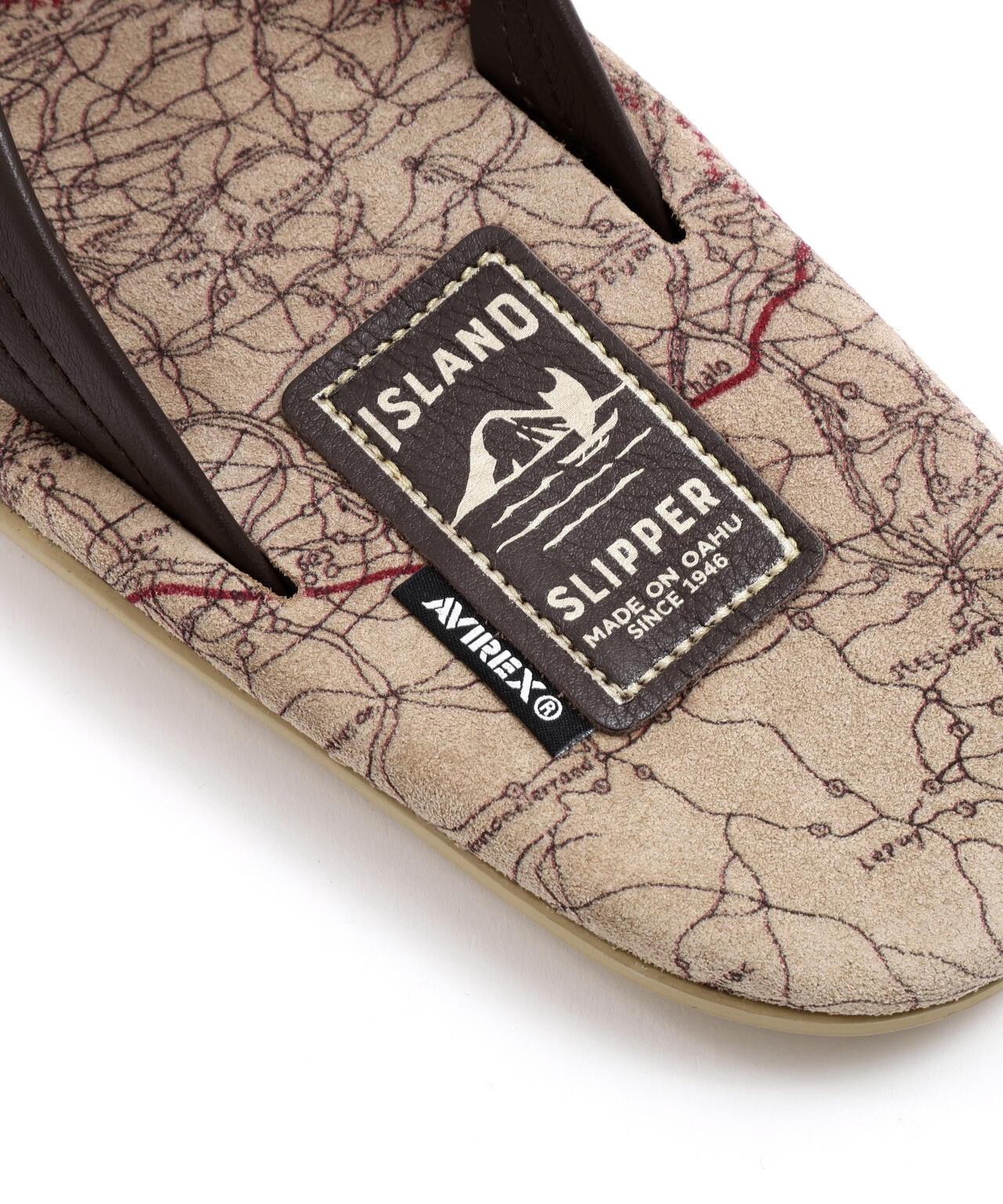 AVIREX×ISLAND SLIPPER MAP PATTERN TONG SANDAL