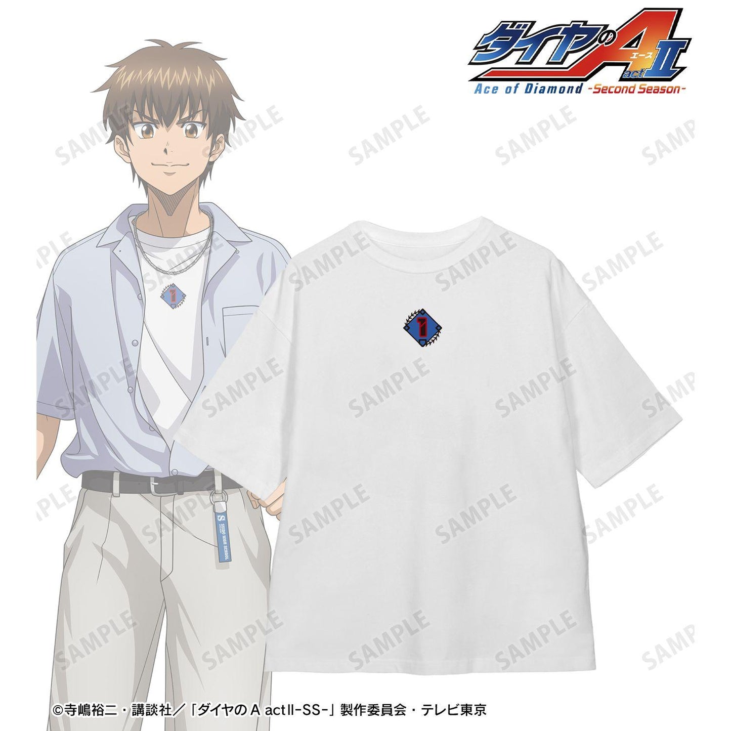 鑽石王牌 actⅡ（鑽石王牌 actⅡ） -Second Season- 澤村榮純 私服・購物ver. 刺繡BIG廓形T恤 XL碼 男女同款