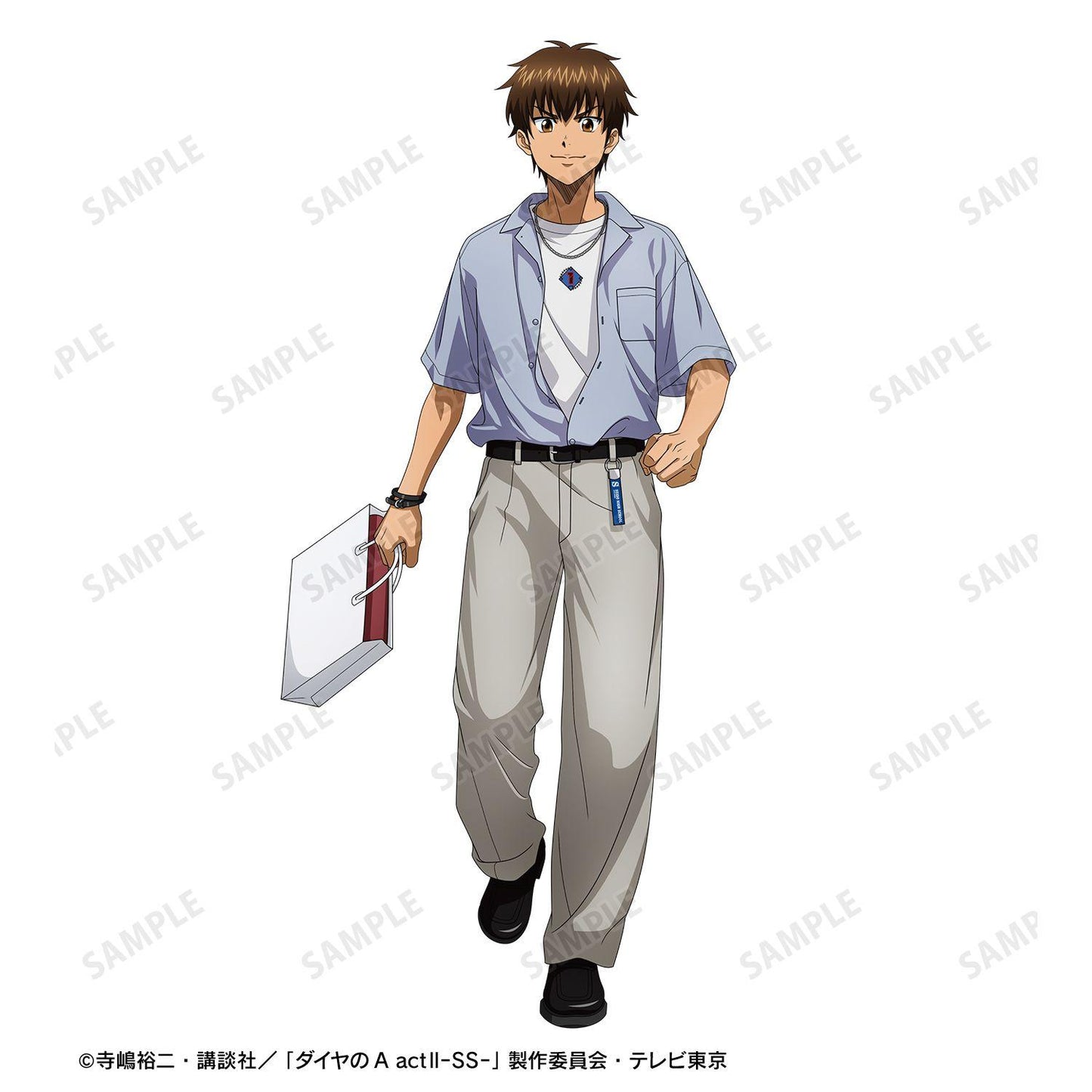 鑽石王牌 actⅡ（鑽石王牌 actⅡ） -Second Season- 澤村榮純 私服・購物ver. 刺繡BIG廓形T恤 XL碼 男女同款