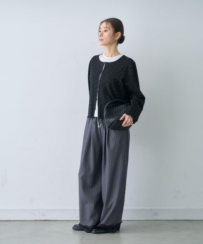 條紋蕾絲長褲