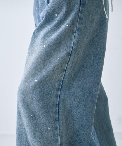 三尺寸 鑲鑽牛仔褲