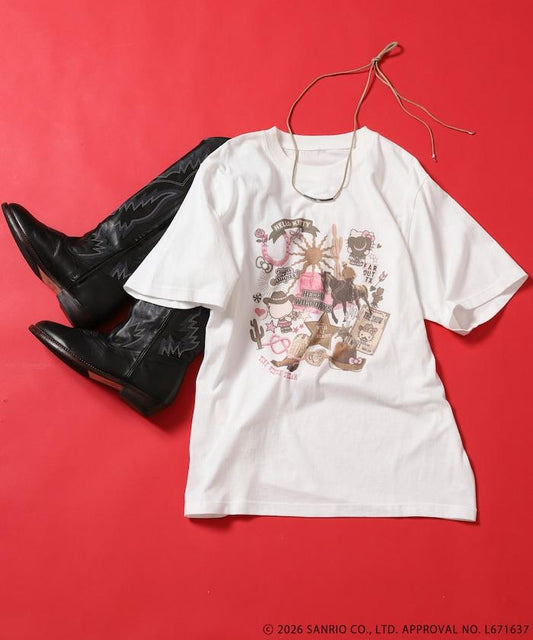 HELLO KITTY Giddy Up拼貼印花T恤