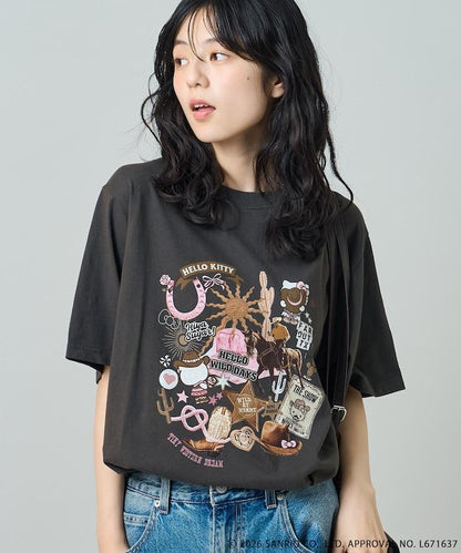 HELLO KITTY Giddy Up拼貼印花T恤