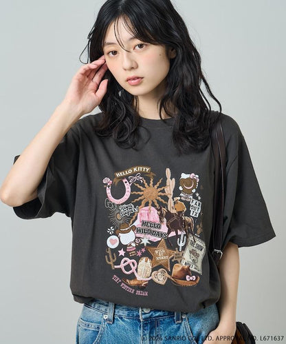HELLO KITTY Giddy Up拼貼印花T恤