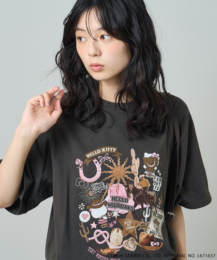 HELLO KITTY Giddy Up拼貼印花T恤
