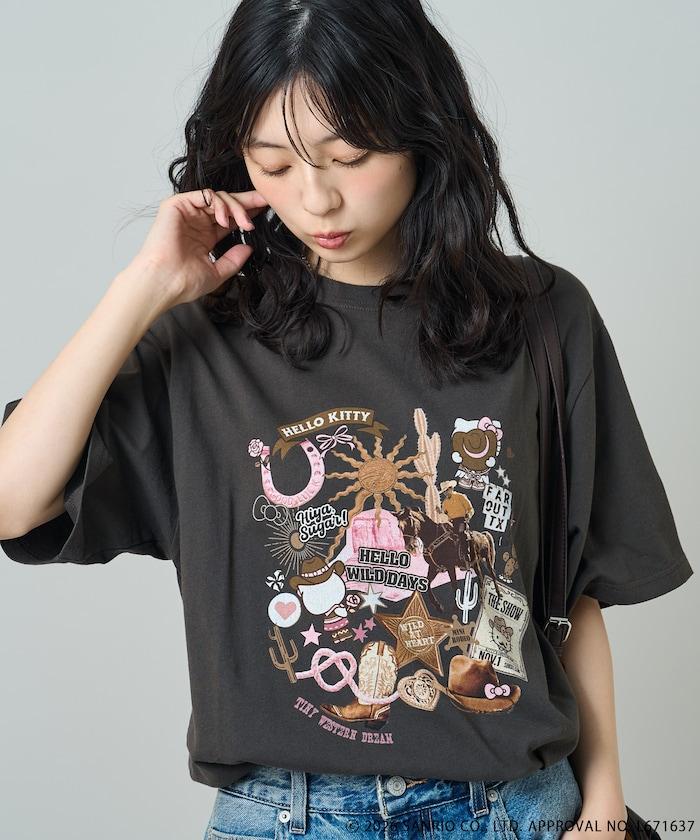 HELLO KITTY Giddy Up拼貼印花T恤