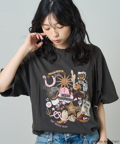 HELLO KITTY Giddy Up拼貼印花T恤
