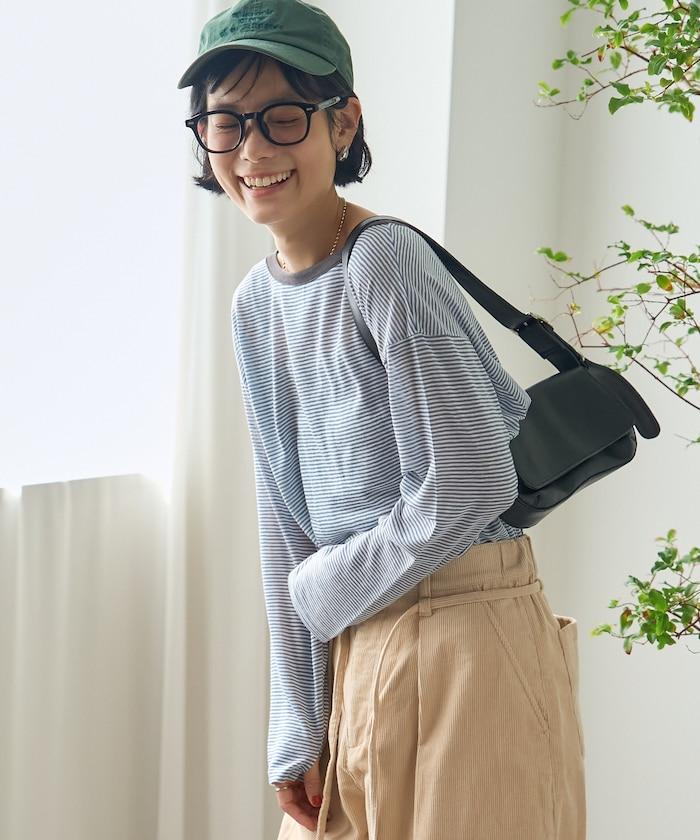 透視感條紋撞色T恤