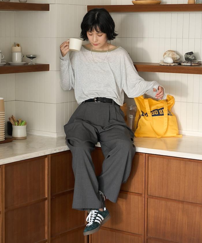透視感條紋撞色T恤