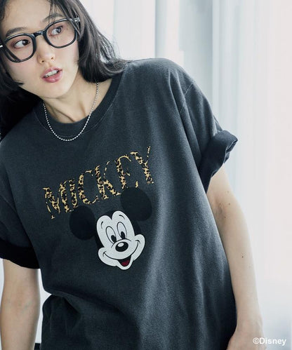 【MICKEY MOUSE】 Leopard logo T恤/米奇老鼠