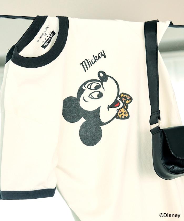 MICKEY MOUSE Leopard logo ringer T恤/米奇老鼠