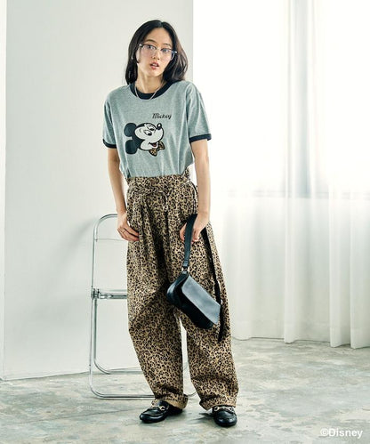 MICKEY MOUSE Leopard logo ringer T恤/米奇老鼠