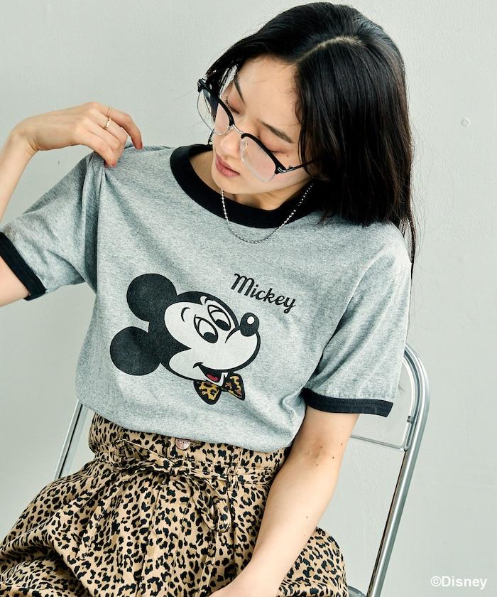MICKEY MOUSE Leopard logo ringer T恤/米奇老鼠
