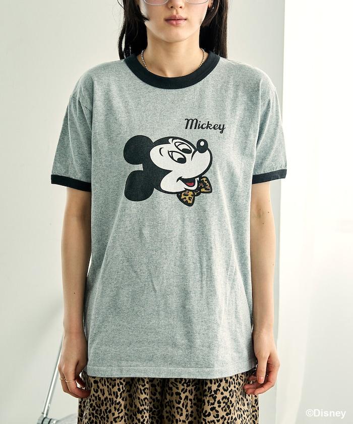 MICKEY MOUSE Leopard logo ringer T恤/米奇老鼠