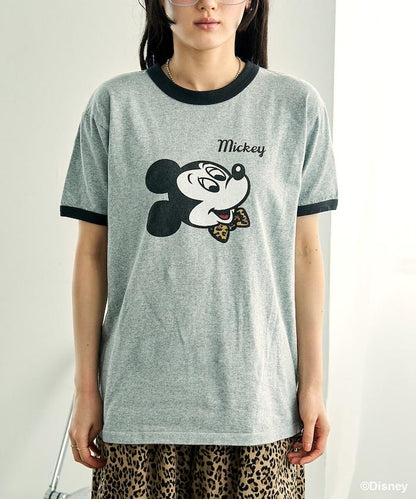 MICKEY MOUSE Leopard logo ringer T恤/米奇老鼠