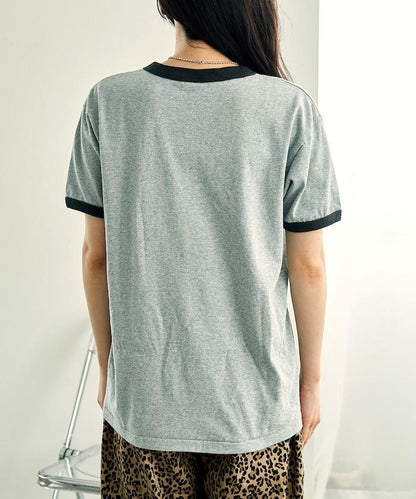 MICKEY MOUSE Leopard logo ringer T恤/米奇老鼠