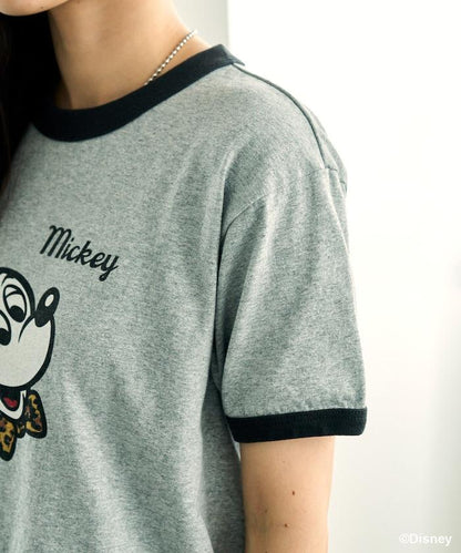 MICKEY MOUSE Leopard logo ringer T恤/米奇老鼠