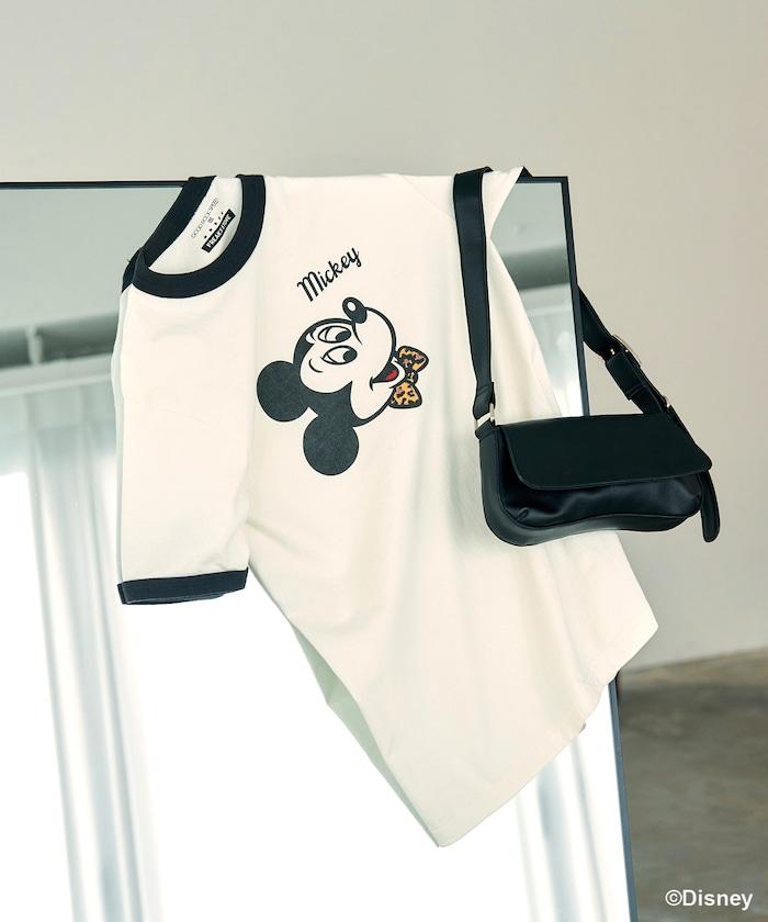 MICKEY MOUSE Leopard logo ringer T恤/米奇老鼠