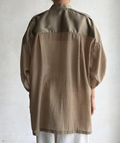 拼接緞面襯衫