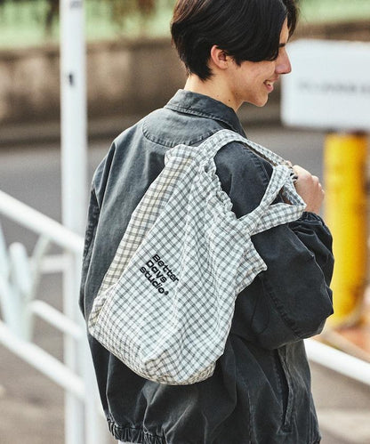 BetterDays studio × FREAK'S STORE 抽繩格紋托特包