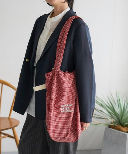 BetterDays studio × FREAK'S STORE 抽繩格紋托特包
