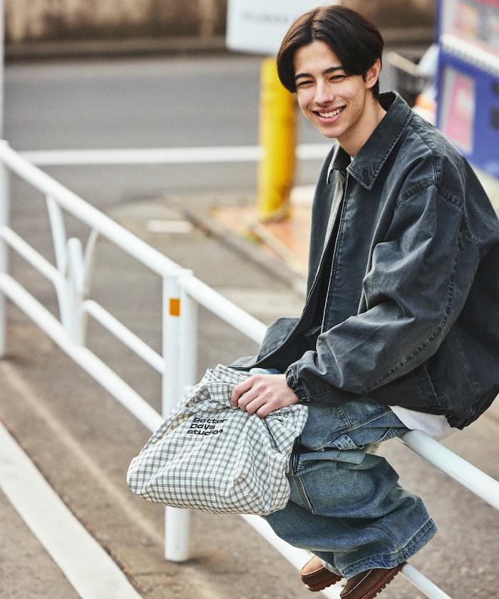 BetterDays studio × FREAK'S STORE 抽繩格紋托特包