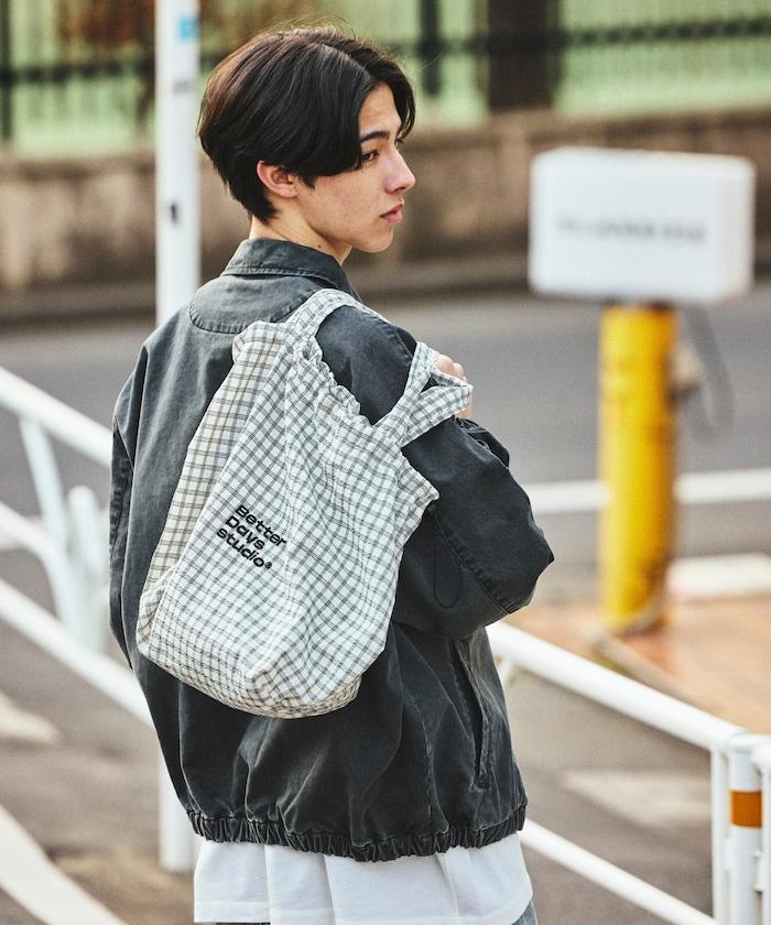 BetterDays studio × FREAK'S STORE 抽繩格紋托特包
