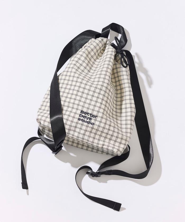BetterDays studio × FREAK'S STORE 抽繩雙肩包式 可收納 格紋 迷你包