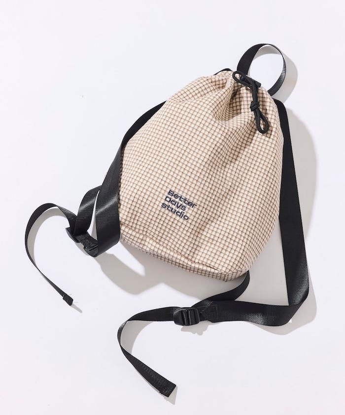 BetterDays studio × FREAK'S STORE 抽繩雙肩包式 可收納 格紋 迷你包