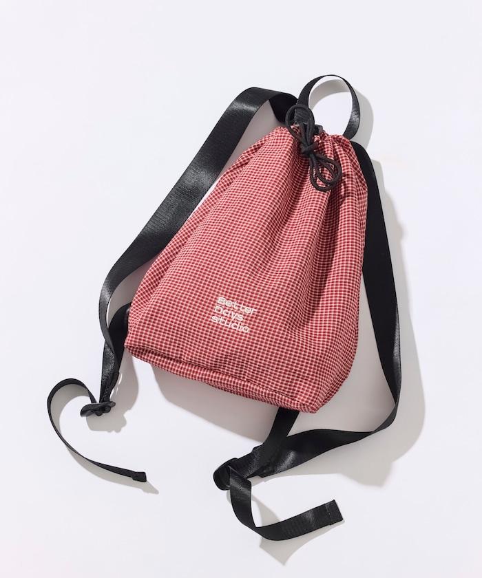 BetterDays studio × FREAK'S STORE 抽繩雙肩包式 可收納 格紋 迷你包