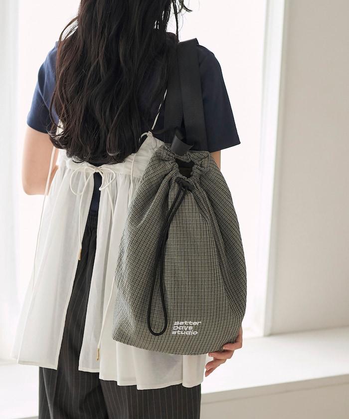 BetterDays studio × FREAK'S STORE 抽繩雙肩包式 可收納 格紋 迷你包