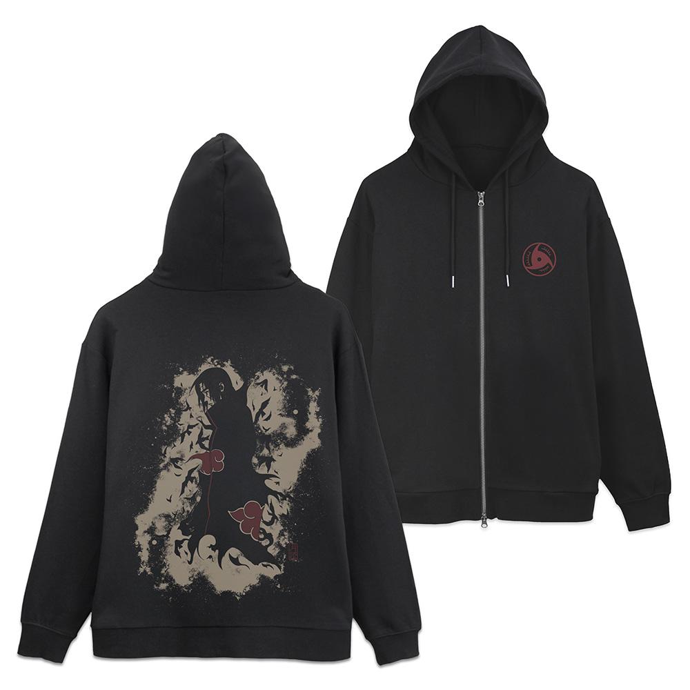 火影忍者-ナルト- 疾風伝 Lサイズ うちはイタチ 拉鍊連帽衫/BLACK