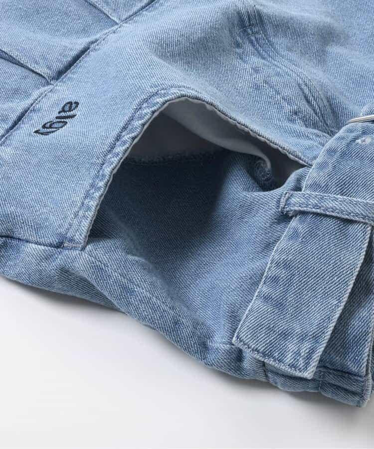 前幅腰帶褶皺裙褲