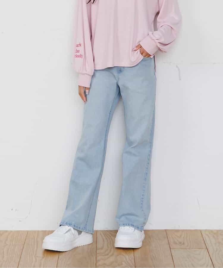 牛仔直筒微喇褲