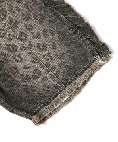 豹紋荷葉邊六分褲