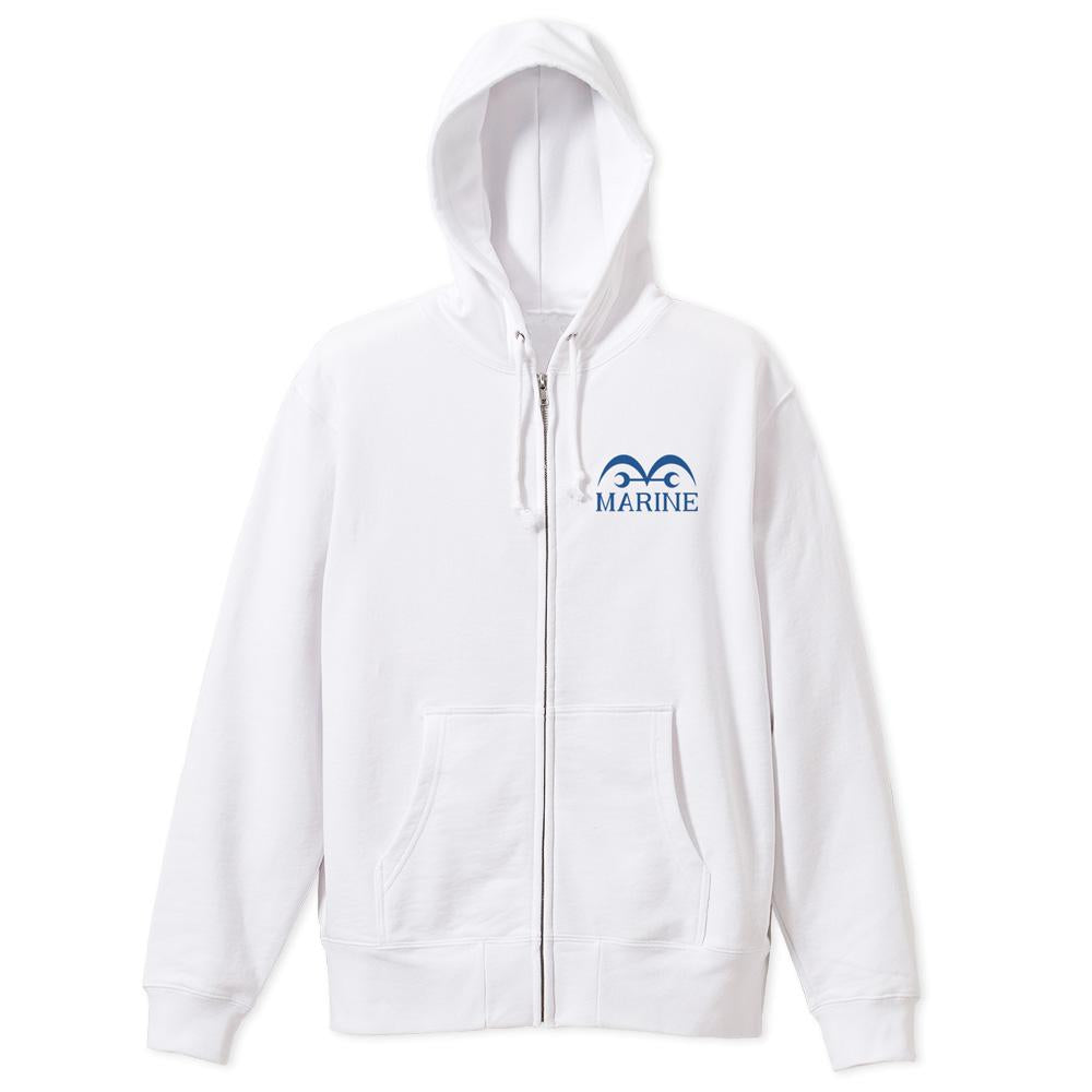 ワンピース（航海王） 海軍 拉鍊連帽衫 Ver.2.0/WHITE L碼