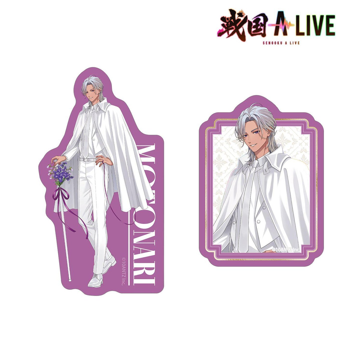 戦國 A LIVE_描き下ろし 毛利 元就 3週年衣裝ver. 異形貼紙2件套