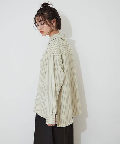 蜜桃條紋襯衫