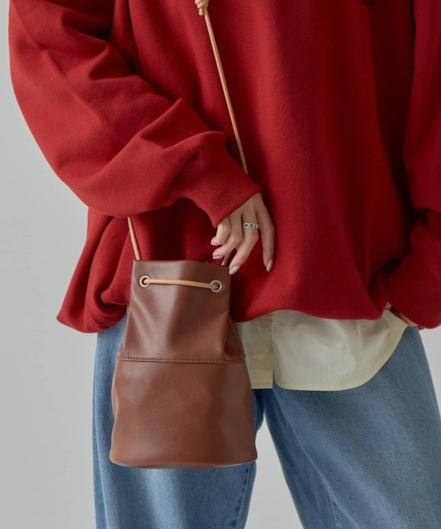 UNISEX 仿皮抽繩包