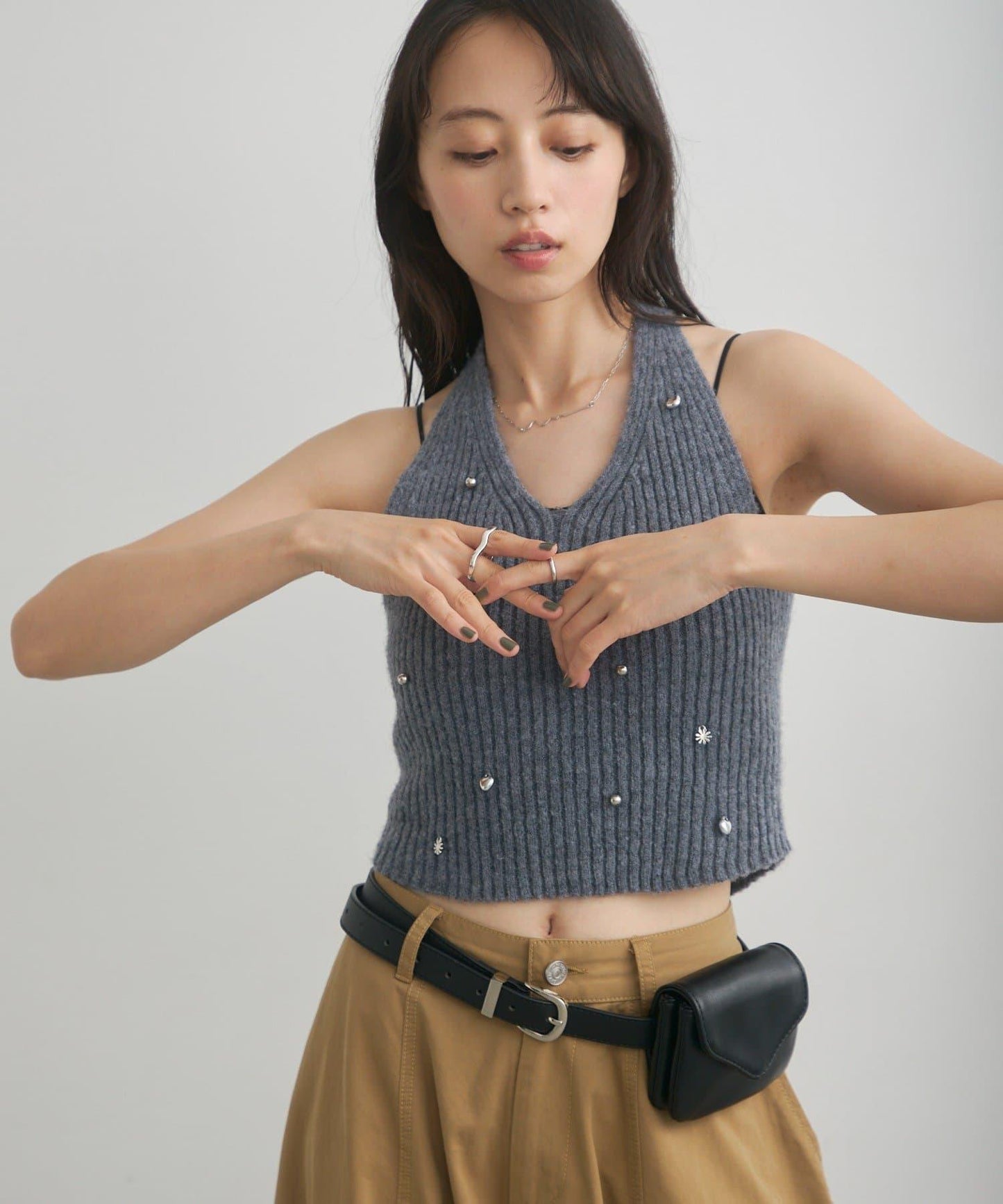 掛脖針織套裝帶掛飾