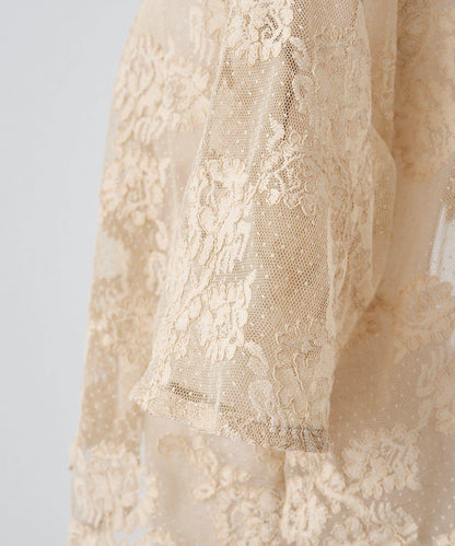 波點薄紗刺繡襯衫