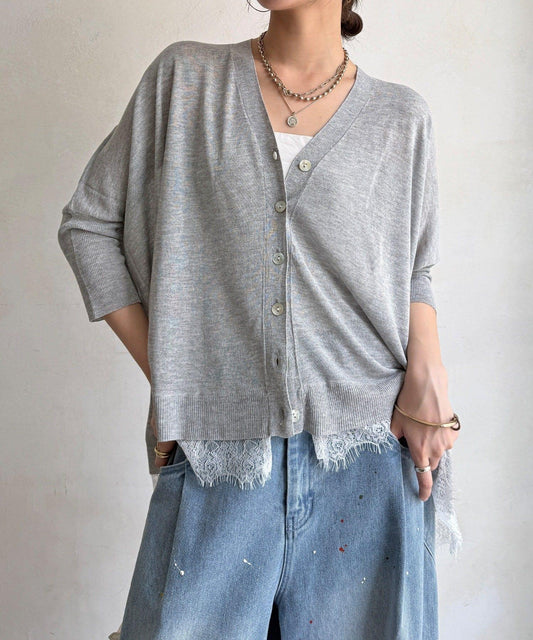 蕾絲拼接斗篷針織開衫