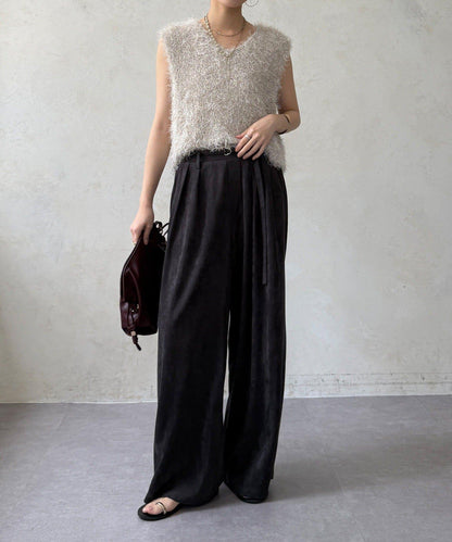 【可成套搭配】麂皮打褶長褲