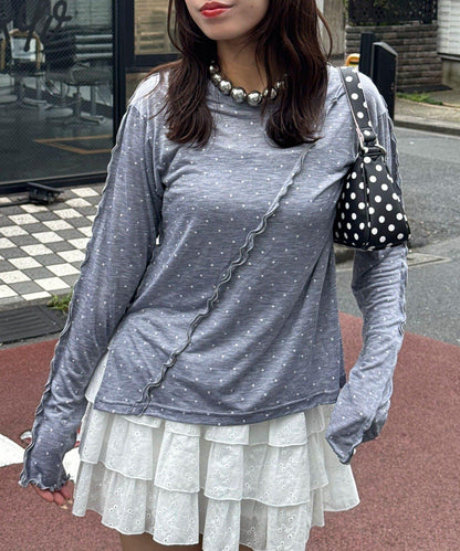 美羅設計感透視上衣