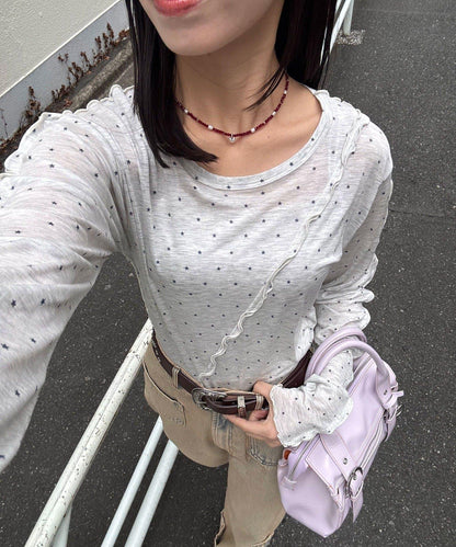 美羅設計感透視上衣