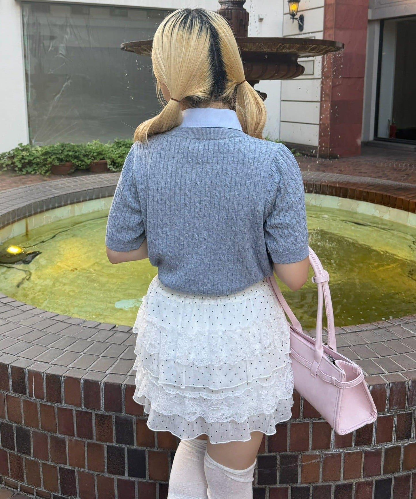 【continuer】蝴蝶結繫帶短袖針織衫