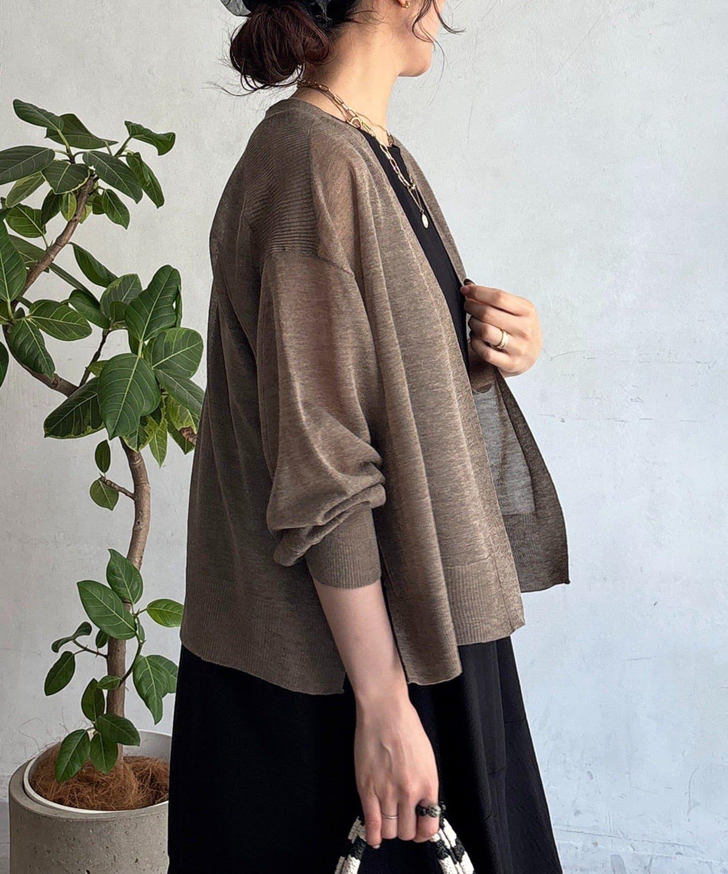 強捻混紡亮絲開衫