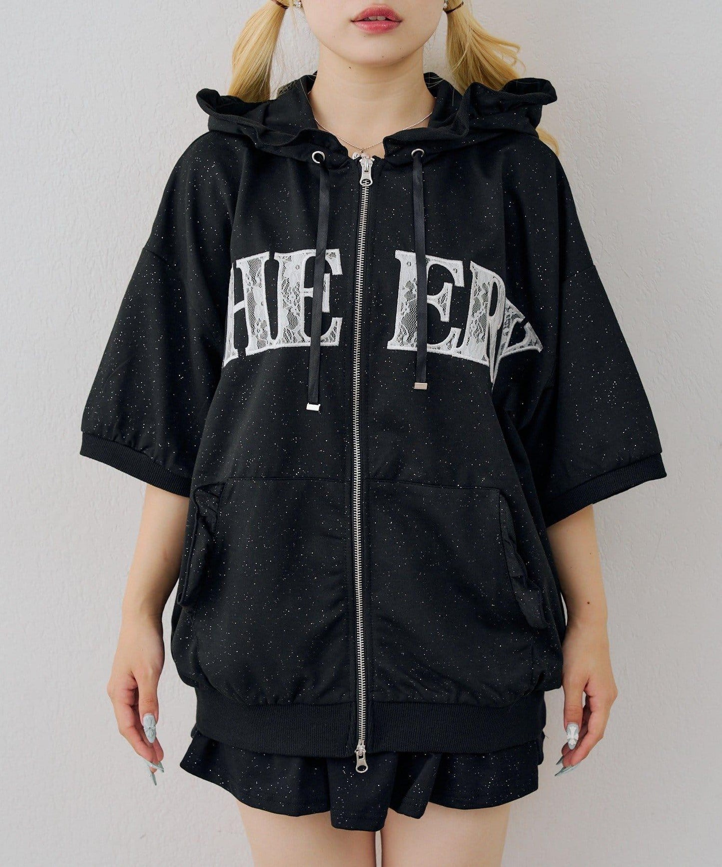 【continuer】Logo荷葉邊連帽衛衣