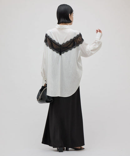 前幅蕾絲拼接設計襯衫